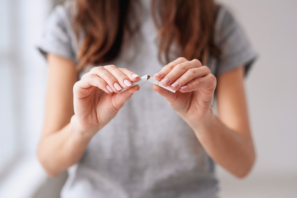 A lady stopping her smoking
